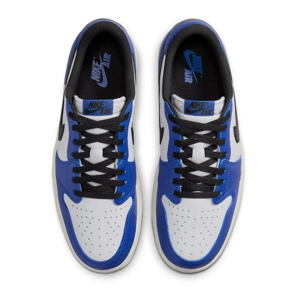 Jordan Mens 1 Retro Low OG Sneakers Color White/Black/Game Royal - Picture 4 of 6